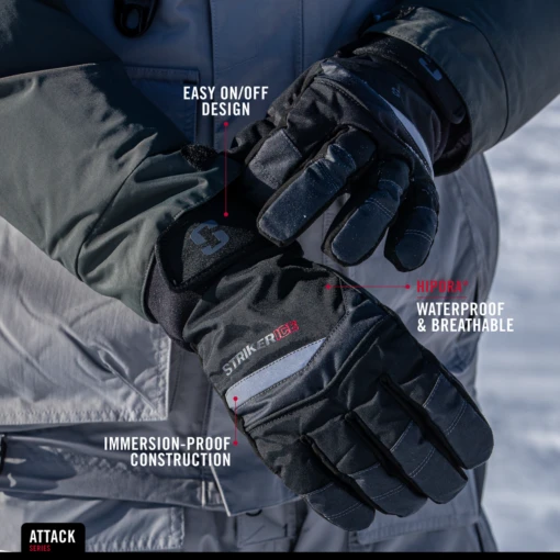 Striker Ice - Attack Gloves - Black -Deals Fishing Shop