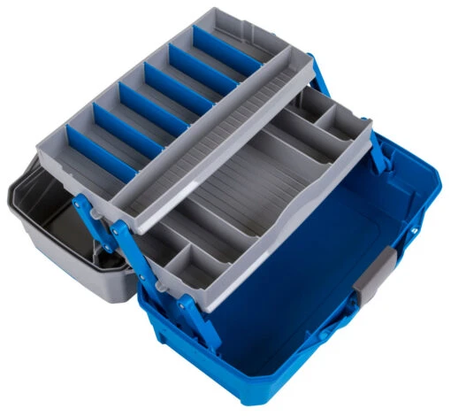 Flambeau 2 Tray Tackle Blue/Gray Hard Tackle Box -Deals Fishing Shop 6382TB 2Tray Open