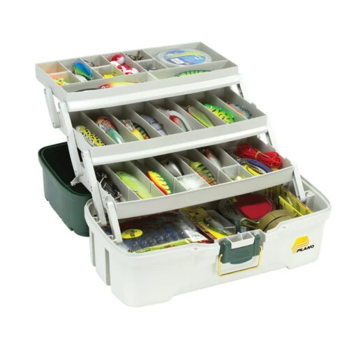 Plano 3-Tray Tackle Box W/Dual Top Access - Dark Green Metallic/Off White - PMC620306 -Deals Fishing Shop Plano 620306 alt2 85915.1669381297